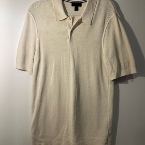 Magaschoni Men's Knit Polo Shirt Classic Short Sleeves Beige Size M